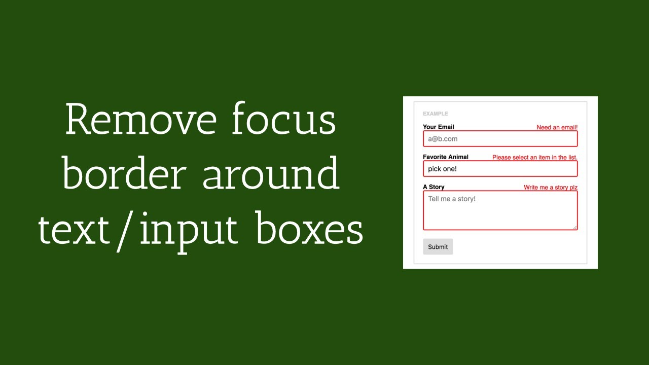 Remove Focus Border Outline Around Text Input Boxes